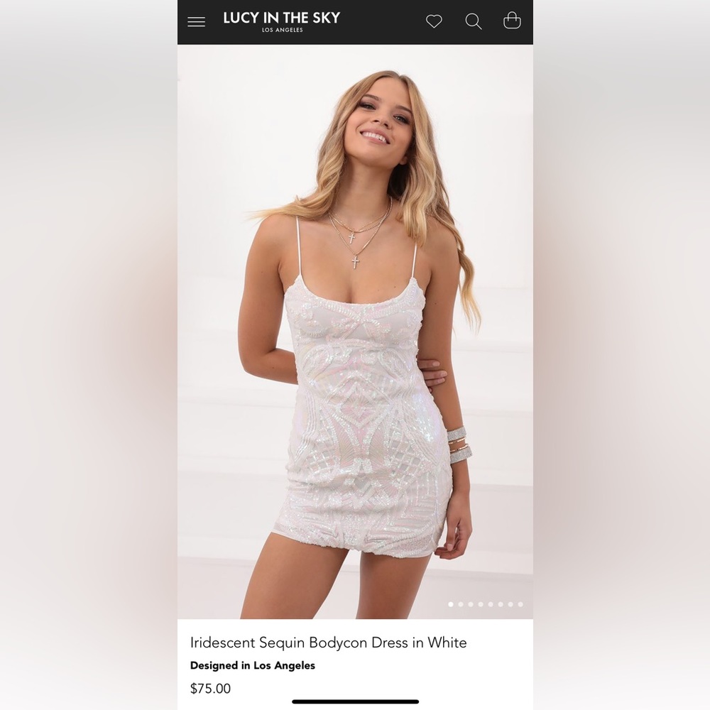 Lucy in the Sky white iridescent sequin dress